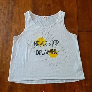 "Never Stop Dreaming" burnout cropped tank top